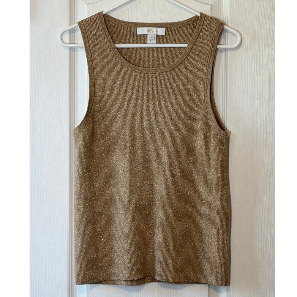 Lilly Pulitzer Esli Sand Bar Gold/Metallic Sweater Tank Sz XL